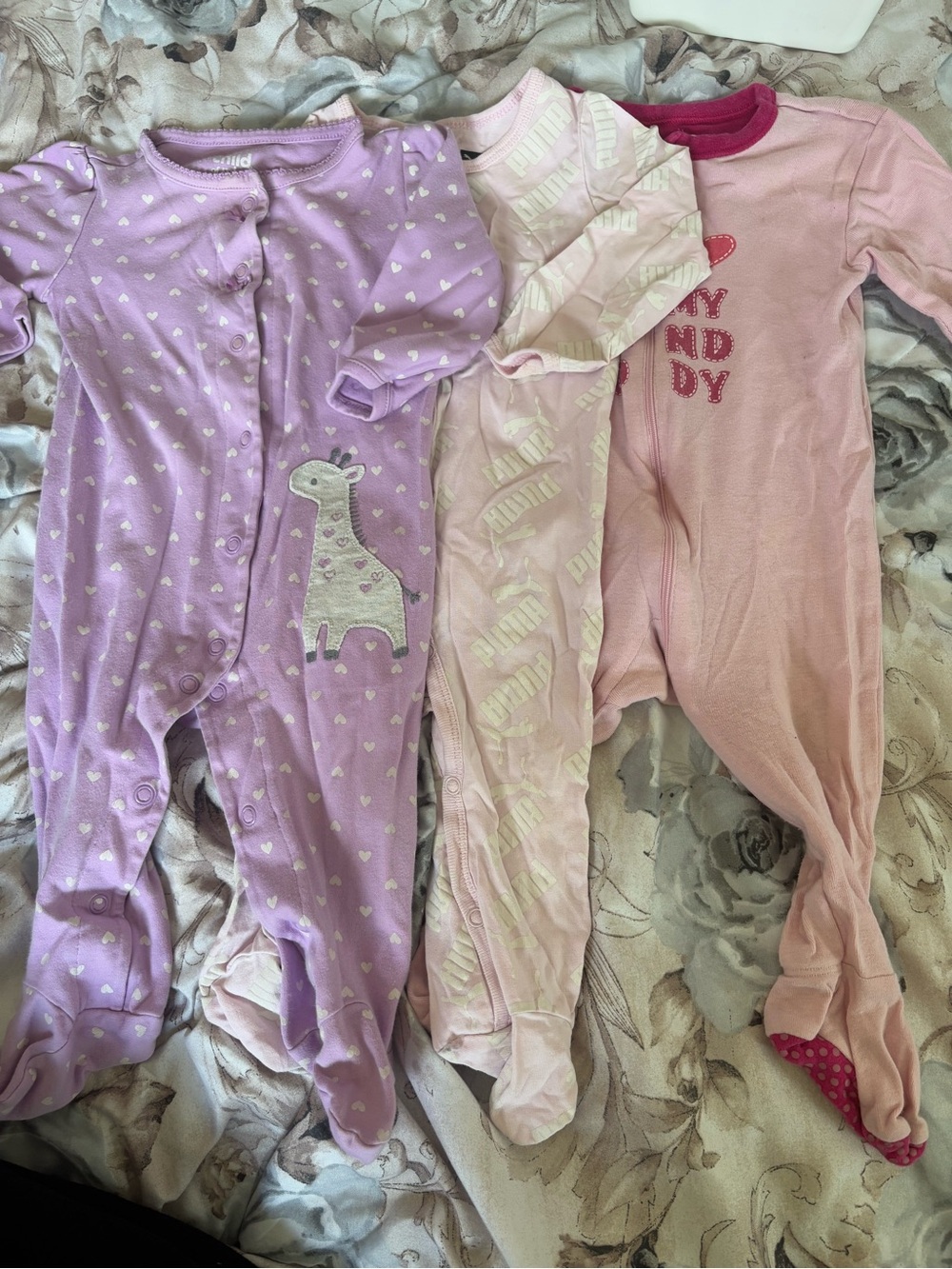 Kids One-Piece Footed Pajama Sleepers - Pink & Lavender